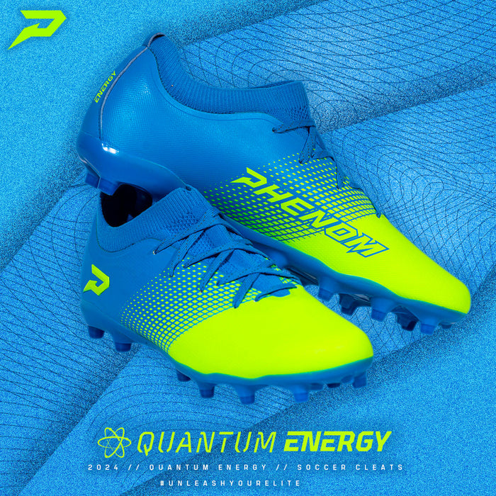 Quantum Energy: Soccer Cleats - Columbia Blue & Slime